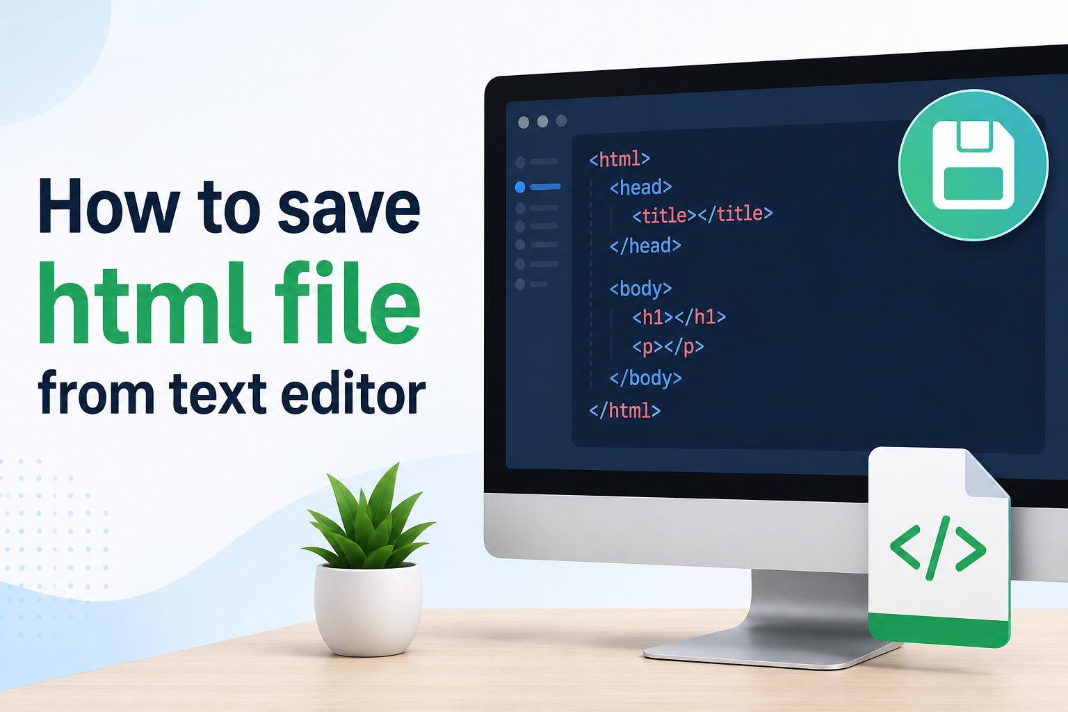 how-to-save-html-file-from-text-editor-e1163 Person saving an HTML file from a text editor on a laptop